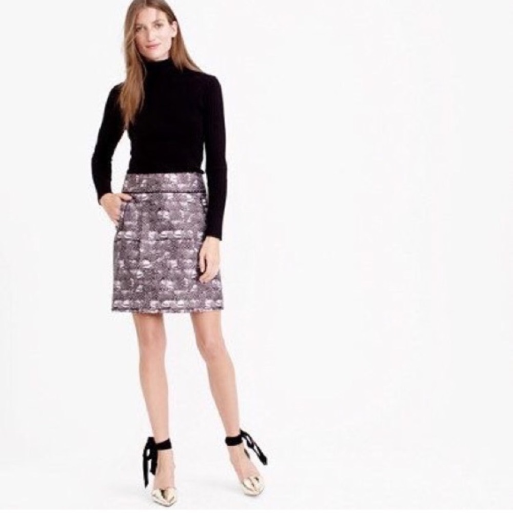 J. Crew Zip mini skirt in feather print